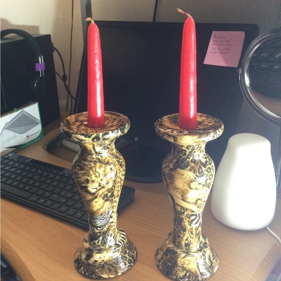 Vintage zebra design candle holders. - Picture 10 of 10